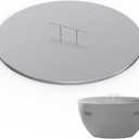 SafBbcue Fire Pit Lid Round 22" for Patio Outdoor Firepit, Stainless Steel Fire Pit Cover for 18" & 19" Round Drop in Firepit Pan Accessory, Firepits Metal Lid with Handle, Outdoor Bonfire Accessories