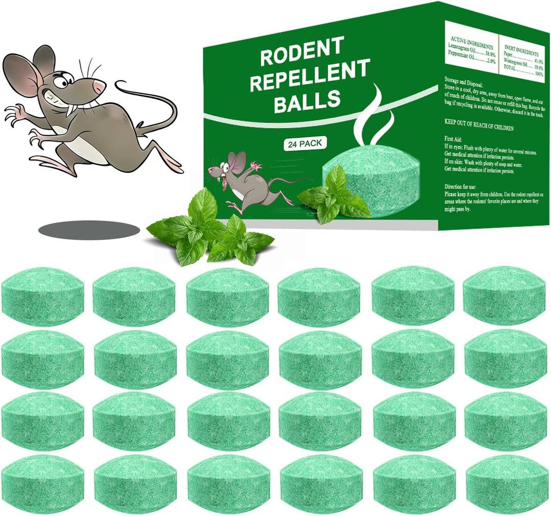 Mouse Rodent Repellent, 24 Pack Peppermint Oil to Repel Mice and Rats Works for Mice Repellent, Squirrels, Indoor/Outdoor Use, Safe for Homes & Pets