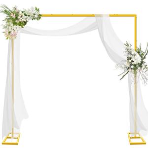 8FT x 8FT Heavy Duty Adjustable Arch Backdrop Stand, Gold Square Back Drop Metal Balloon Arch Stand Kit Frame for Party Wedding Birthday Photobooth Decorations