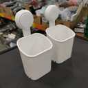 LEVERLOC Powerful Suction Toothbrush Holder, Removable Drill-Free Wall Shower Holder for Toothbrush, Toothpaste, Razor, Self-draining Suction Cup in Shower, Kitchen Tableware Organizer, White, 2 Pack