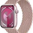Elastic Band Compatible With Apple Watch Band Series 11 10 46mm 9/8/7 45mm, 6/5/4 44mm for Women Men, Nylon Stretchy Braided Solo Loop Sport Strap for iWatch SE/Ultra 1/2/3, S Nude Pink