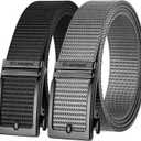 FAIRWIN Golf Belts for Men 2 Pack Mens Ratchet Casual Belts for Jeans Adjustable Slide Belt Carry Belt Web Nylon Belt S(Waist 33"-37")