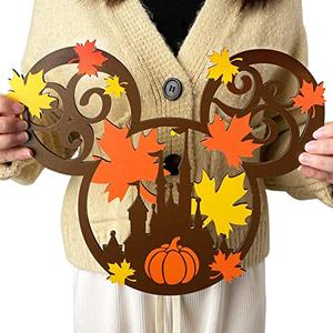 Thanksgiving Door Decorations Fall Mouse Wooden Door Hanging Sign Thanksgiving Sign Photo Prop for Indoor Outdoor Wall Decor Fall Party Supplies