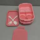 Adults Bento Lunch Box Set with Thermo Bag, 74oz Stackable Leak-proof 3-tiers Bento Box, Built-in Utensil and Sauce Container for Work, School, Dining Out (Pink)