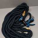 J&B XpandaHose 100ft Expandable Garden Hose with Holder - Heavy Duty Superior Strength 3750D - 4 -Layer Latex Core - Extra Strong Brass Connectors and 10 Spray Nozzle w/Storage Bag (Blue 100) (Blue/Black)
