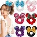 6 Pack Mouse Ears Scrunchies Velvet Sparkle Sequin Bows Hair Scrunchies Hair Ties Elastic Rubber Bands Christmas Ponytail Holders for Kids Women Girls Adult Christmas Party Decoration (Style4)