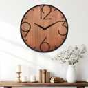 Clocks for Living Room, 18'' Modern Large Wall Clock, Silent, Non-Ticking Battery Operated Clock, Use Wood and Metal Frame, for Bedroom, Kitchen, Office and Hallway Decor