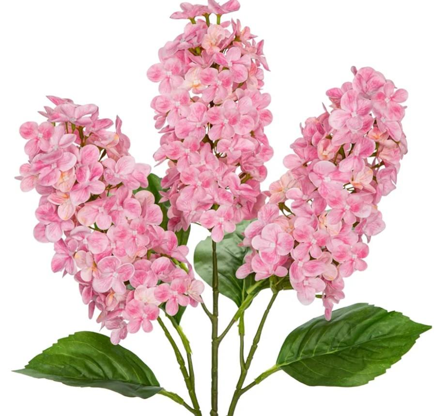 Artificial Hydrangea Flowers Real Touch – 3PCS 24.8" Faux Cone Hydrangea Stems for Tall Vases, Home Décor, Wedding Centerpieces, Floral Arrangements – Soft Pink