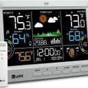 Weather Station Indoor Outdoor Thermometer Wireless, Home Atomic Clock with Large Constant Display, Inside Outside Temperature Humidity Monitor, Dew Heat Point, Barometer Grey