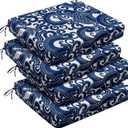 downluxe Outdoor Chair Cushions Set of 4 for Patio Furniture, Water-Resistant Square Corner Patio Chair Cushions with Ties, High Density Foam Outdoor Seat Cushion, 18.5" X 16" X 3", Blue Carp