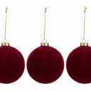 60PCS Christmas Velvet Ball Ornaments 4 Sizes Velvet Balls Bulk Flocked Shatterproof Decorations for Holiday Xmas Tree Decor (Dark Red)