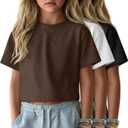 Oakgarden Girls Crop Tops Kids Short Sleeve Shirts Teen Girls Oversized Summer Cute Athletic Workout Basic Tees Size 5-14 Y