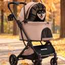 Pet Stroller with Detachable Carrier for Small & Medium Dogs & Cats, Smooth Comfort Ride with Shock-Absorbing Suspension, Foldable Dog Stroller, Compact Storage (Peach Pink)