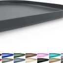 Silicone Pet Feeding Mat with Raised Edge for Food and Water, Dog Bowl Mats, Cat Bowls Placemat with High Lip for Floor Waterproof, Rubber Tray for Cats and Dogs 22 x 14 x 0.8 Dark Gray