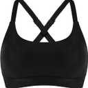 Womens Supportive Scoop Neck Sporty Swimsuit Cross Spaghetti Strap Bathing Suit Bikini Top (X-Large, Black)
