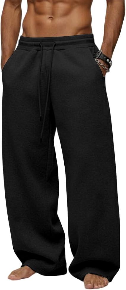 Men's Baggy Sweatpants Wide Leg Fleece Lounge Joggers with Deep Pockets, 3XL