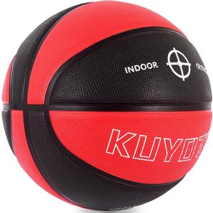 KUYOTQ Kids Toddler Youth Adult Size 3/4/5/6/7 Basketball 22/25.5/27.5/28.5/29.5" Thickened Rubber or Faux Leather Indoor Outdoor Basketball for Boys Girls Womens Mens Basket Ball Gifts (Red and Black Thickened Rubber)