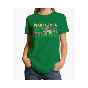 Mardi Gras Shirt for Women Happy Mardi Gras Day T-Shirt Womens Fat Tuesday Party Tee Tops (Small, Green)
