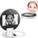 Vanexiss UV Camera for Sunscreen Test UV Mirror Sunscreen Camera, 3.8 Inch Rechargeable 2X Magnifying Vanity Mirror with Light Handheld Double-Sided Pocket Mirror for Skin Protection(White)