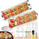 Grill Baskets for Outdoor Grill- 2 PCS, Rolling Grilling Basket, Stainless Steel BBQ Grill Mesh Grilling Accessories for Fish, Shrimp, Meat, Veggies, Fries, Grilling Gift for Men Dad Husband