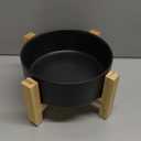 Black Elevated/Raised Dog Bowl Ceramic with Wood Stand for Medium Large Breed,Dog Food Water Dish Heavy Weighted,8 in Non Slip Modern Cute Porcelain Pet Bowl Extra Large
