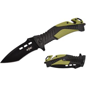S-TEC 8.25 inch Recon Series Folding Knife with ABS & Rubber Handle - multiple style & color to choose from - (TS015 OD Green)