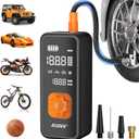 Tire Inflator Portable Air Compressor - 4X Faster Inflation, 150PSI Air Pump for Car Tires with Digital Pressure Gauge/LED Light, 20000mAh Portable Tire Inflator for Car, Moto, Bike, Ball, etc (Black & Orange)