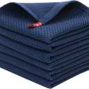 Mia'sDream Natural Cotton Dish Towels, Tidy Dish Cloths Rags, Waffle Weave Kitchen Towels, Soft and Absorbent Hand Towel Washcloths, 12inchx12inch 6 Pack (12inch x 12inch, Navy Blue)