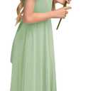 Fancy Girl Junior Bridesmaid Dresses Kids Sleeveless Cute Maxi Dress Teen Long Wedding Party Prom Gowns (Green, M)