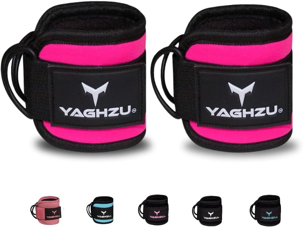 Ankle Straps for Cable Machines Women - Adjustable Gym Ankle Strap for Cable Machine, Neoprene Padded Cable Straps, Durable Leg Strap with Cable Cuff, Glute Kickback Ankle Strap with D Rings (Pair, Pink)