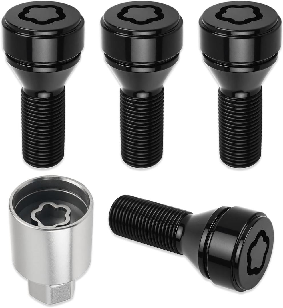 5PCS M14x1.25 Anti-Theft Car Wheel Studs Lock & Wheel Lock Key Replacement OEM 36136792851,Sturdy Car Wheels Bolts Locks Compatible with Mini BMW,Professional Cars Wheels Locks Bolt