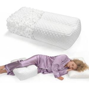 Shredded Memory Foam Knee Pillow for Side Sleepers, Supportive Leg Pillow for Side Sleeping, Relieve Hip Back & Leg Pain, White