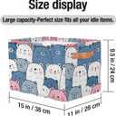 Cute Storage Bins for Organization, Canvas Book Storage Bins Handles, Bedroom Shelves Decorative Baskets for Organizing, Fabric Cube Bin Classroom Dorm Closet Organizer Box (Cute Bear)