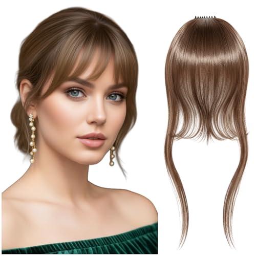 MATICAN Clip-In Bangs for Women, Real Human Hair Wispy Fringe with Natural Flow, Effortless Clip-On Transformation for a Chic, Reusable Light Brown Look