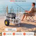 VEVOR Beach Fishing Cart, 200 lbs Load Capacity, Fishing Cart Wagon with Heavy-Duty Carbon Steel Frame, 11 in All-Terrain Tires, 7 Rod Holders, Easy to Clean, for Outdoor Activities Camping Picnic