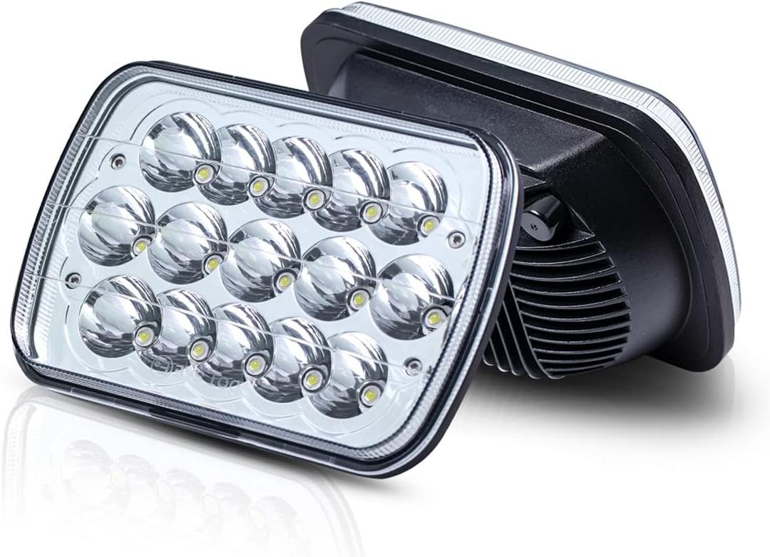 5x7 H6054 LED Headlights DOT Approved Hi/Low Sealed Beam 7x6 H6052 6054 H5054 H6054LL 69822 Rectangular Chrome Headlight for XJ YJ Chevy S10 Express Ford Probe Truck Van