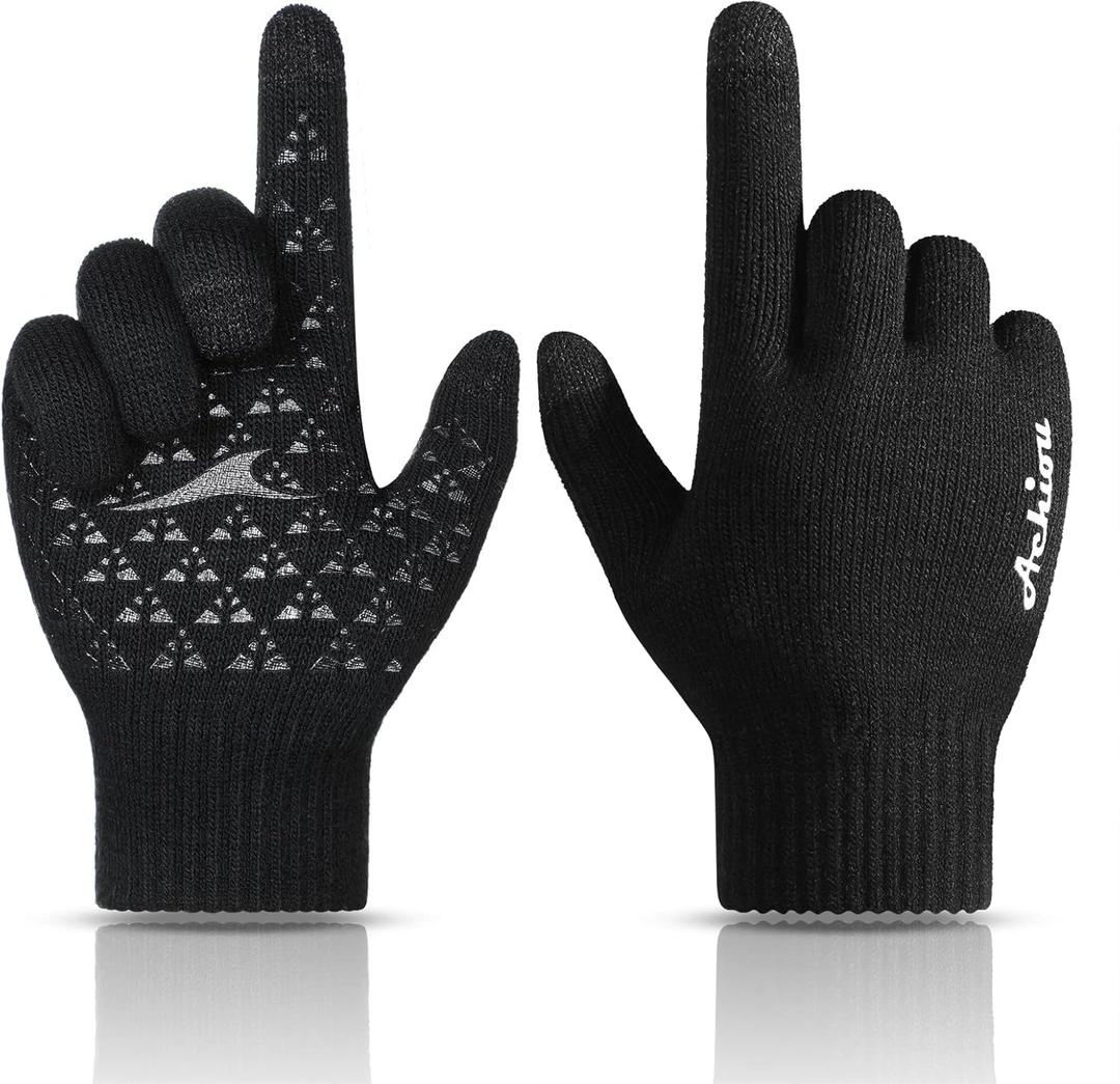 2 x Achiou Winter Gloves, Glove for Men Women, Upgraded Touch Screen Texting Warm Running with Thermal Soft Knit Lining, Medium