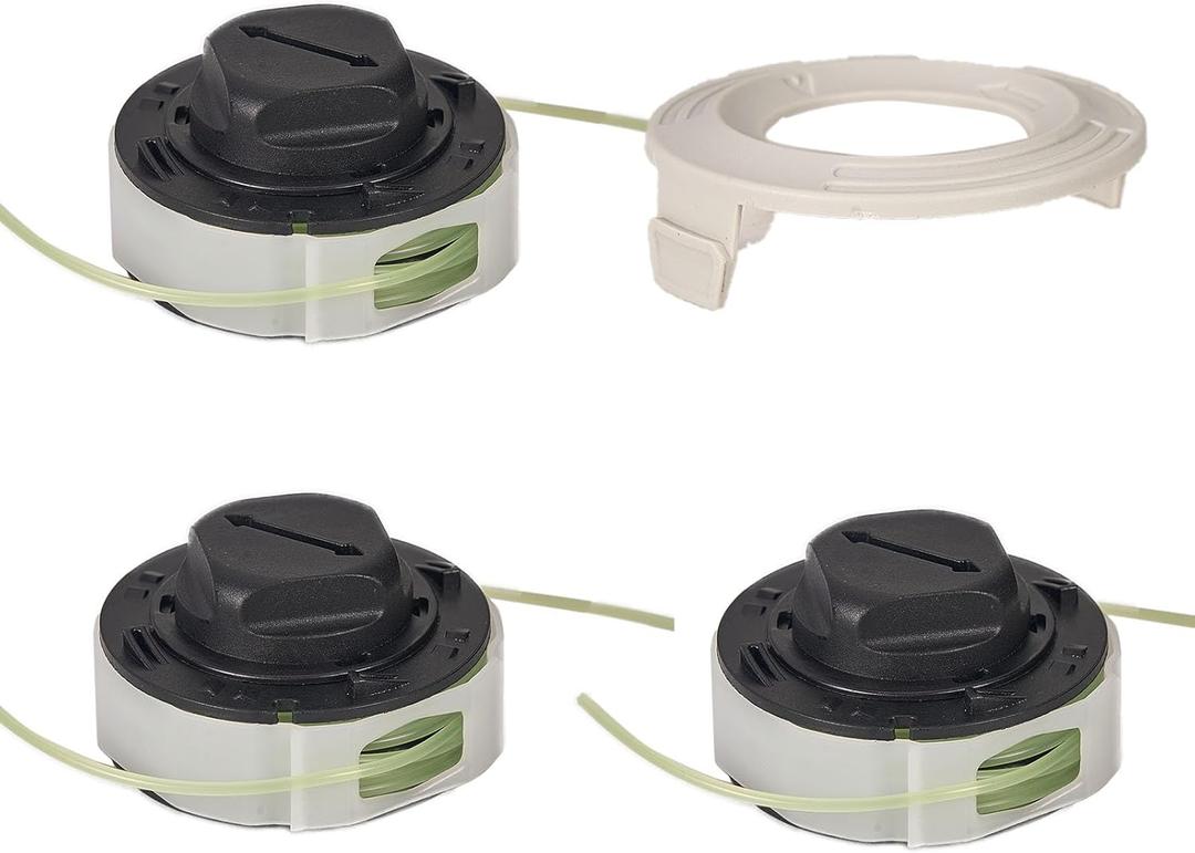 3 Pack Trimmer Head Spools with 1 Cover Kit for Stihl FSA 57 FSE 52 Weed Eater String Autocut C3-2 Trimmer Head Replace Parts 4009 710 4305