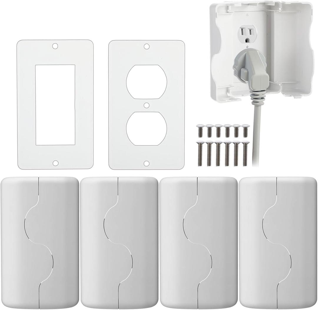 Tellegloww Safety Outlet Cover Box Wall Outlet Cover for Baby Proofing Extra Large Electrical Plugs and Adapters Receptacle Box Receptacle Protector with Childproof Lock & Cable Management (2 Pack)
