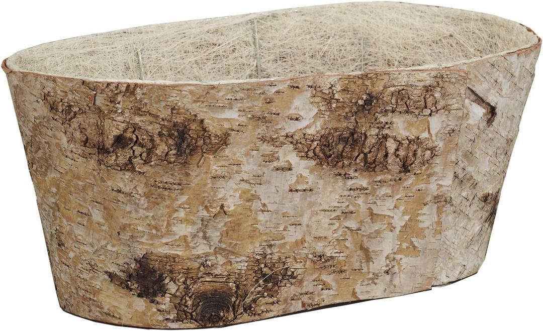 Napco Imports Indoor Outdoor Plant Succulent Herb Flower Pot 6 x 14 Inch Wood Oval Birch