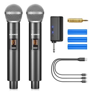 Aokeo PG58-2 Wireless Microphone offers a 160ft range and clear UHF audio transmission. Designed for mic input only, it features a durable metal handheld build and a rechargeable receiver with up to 4 hours of battery life. Ideal for karaoke machines
