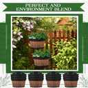 Layhit 6 Pcs Wall Hanging Planters Outdoor Pot Planter Wine Barrel Planter Distressed Oak Thickened Plastic Water Storage Flower Pots for Flower Indoor Outdoor(10 Inches,Brown)