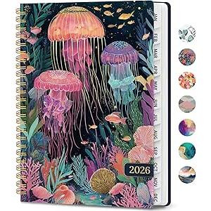 2026 Planner, Weekly and Monthly Calendar Planner Book, January 2026 - December 2026, Hardcover Spiral Planner with Monthly Tabs, Notes Pages, Perfect for Women & Men, A5 (6.4" x 8.5") - Gold