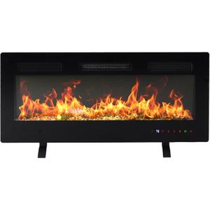 DUMOS 42" Freestanding Electric Fireplace, 1500W/750W Wall Mounted or Recessed Insert Fireplaces Heater with Remote Control,13 Adjustable Flame Color, 12H Timer, Touch Screen, Inky