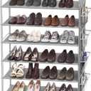 Simple Houseware 6-Tier Shoe Rack Storage Organizer w/Side Hanging Bag, Grey 