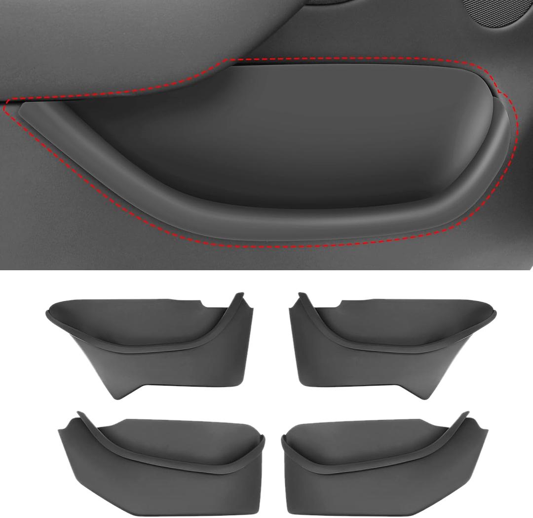 2026 Tesla Model Y Juniper Door Pocket Liner & Storage Organizer Set 4PCS Full-Cover TPE Door Slot Trays Waterproof & Anti-Scratch Interior Accessories Front & Rear Custom Fit for Model Y 2025