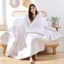 ROSGONIA White Queen Comforter Set, 3pcs(1 Boho White Comforter & 2 Pillowcases) All Season Soft Bedding Lightweight Bedspread Blanket Quilt