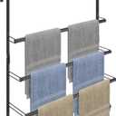 Livabber 3-Tier Over The Door Towel Rack, All Metal Towel Rack with Hooks for Door Hanging, Behind Door Towel Bar Towel Storage Holder for Bathroom Accessories, Black (22.8" L x 5.9" W x 24.4" H)