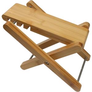 Guitar Foot Stool Wood, Wooden Footrest, Folding Leg Classical Footstool, 4 Adjustable Height Level & Non-Slip Surface, Portable Foldable Bamboo Pedal, Accessory Acoustic Part for Playing Music