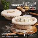 12 Inch Large Cotton Rope Banneton Bread Proofing Basket Set, 2 Pack Round Sourdough Bread Baking Supplies with Liners & Covers for Artisan Bread Baking